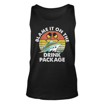 Ped6 Blame It On The Drink Package Retro Drinking Cruise Unisex Tank Top - Seseable
