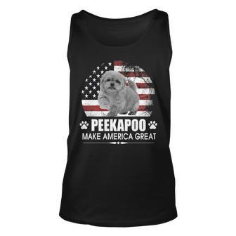 Peekapoo Dog Make America Great Dog Flag Patriotic Unisex Tank Top - Seseable