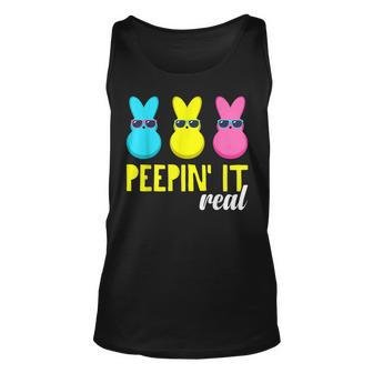 Peepin It Real T Happy Easter Bunny Egg Hunt Funny Unisex Tank Top | Mazezy AU