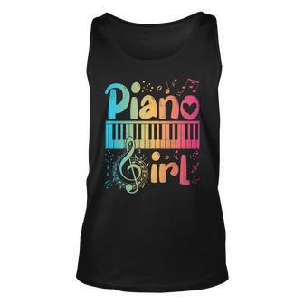 Piano Girl Funny Pianist Keyboard Music Notes Piano Lover Unisex Tank Top - Seseable