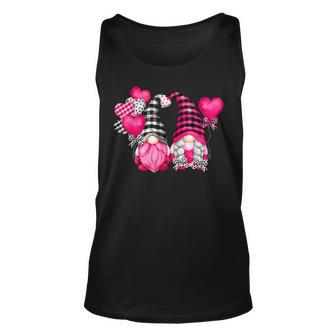 Pink Buffalo Plaid And Heart Balloons Valentines Day Gnome Unisex Tank Top - Seseable