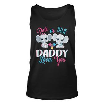 Pink Or Blue Daddy Loves You Elephants-Baby Gender Reveal Unisex Tank Top - Thegiftio UK