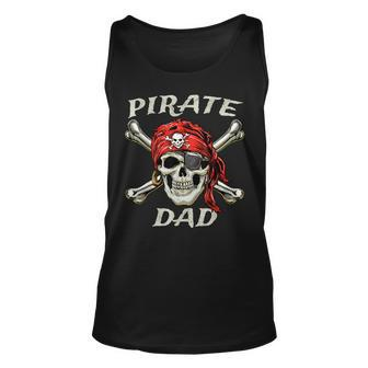 Mens Pirate Dad Skull And Crossbones Jolly Roger Birthday Pirate Tank Top | Mazezy