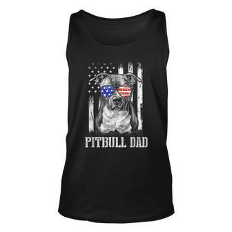Pitbull Dad American Flag 4Th Of July Dog Fathers Day Mens Unisex Tank Top - Thegiftio UK