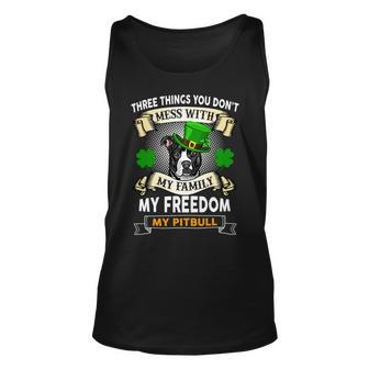 Pitbull Lover Dog Dont Mess With My Family My Freedom My Pitbull 195 Pitbulls Unisex Tank Top - Monsterry