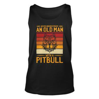 Pitbull Lover Dog Never Underestimate An Old Man With An Pitbull Pitbull Hund 402 Pitbulls Unisex Tank Top - Monsterry CA