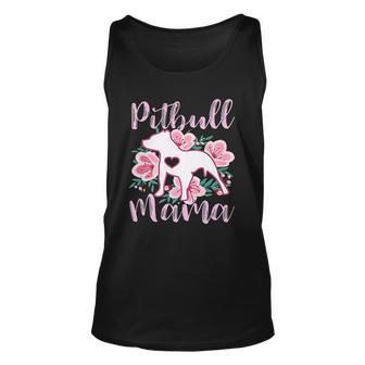 Pitbull Mama Pink Flowers Cute Pit Bull Pretty Mom Gift Men Women Tank Top Graphic Print Unisex - Thegiftio UK