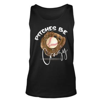 Pitches Be Crazy Vintage Softball Pitcher Player Aesthetic Unisex Tank Top - Seseable