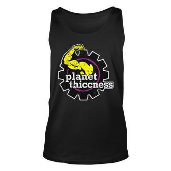 Planet Thiccness Gym Thickness Funny Joke Workout Lover Unisex Tank Top | Mazezy