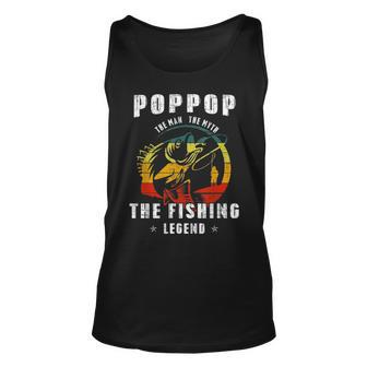 Poppop Man Myth Fishing Legend Funny Fathers Day Gift Unisex Tank Top - Seseable