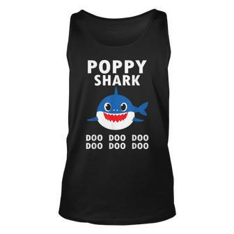 Poppy Shark Doo Doo Doo Funny Fathers Day Poppy Unisex Tank Top - Seseable