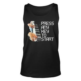 Press Any Key To Start Pianist Musical Piano Musician Gift Unisex Tank Top - Seseable