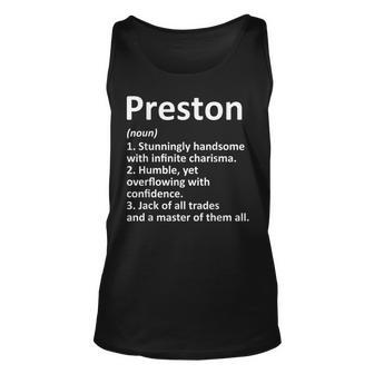 Preston Definition Personalized Name Funny Birthday Gift Unisex Tank Top - Seseable