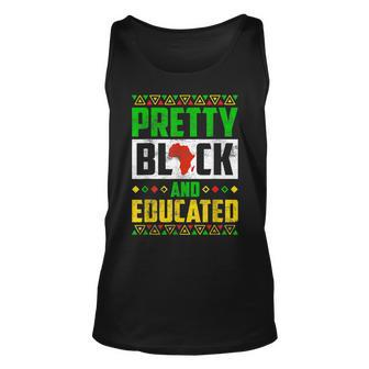 Pretty Black And Educated Black History Month Melanin Pride Unisex Tank Top - Seseable