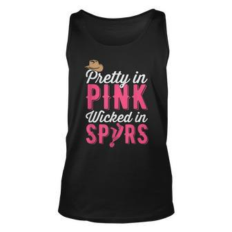 Pretty In Pink Wicked In Spurs Country Cowgirl T Unisex Tank Top | Mazezy