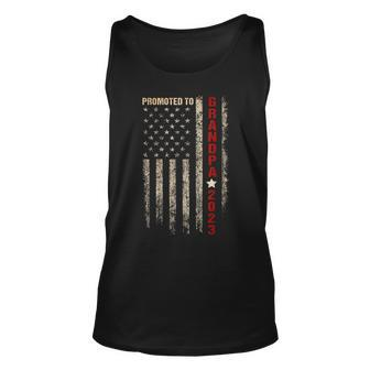 Promoted To Grandpa 2023 Vintage Flag First Time Fathers Day Unisex Tank Top - Seseable