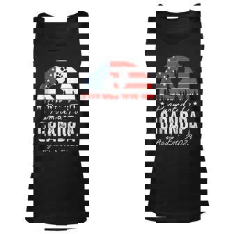 Promoted To Grandpa Again Est 2023 Us Flag Fathers Day Unisex Tank Top - Thegiftio