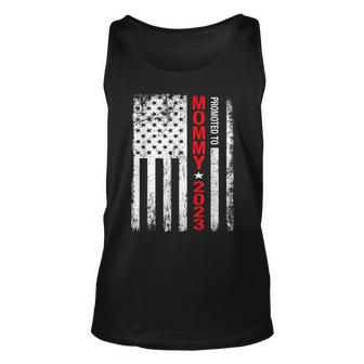 Promoted To Mommy Est 2023 Mothers Day New Mama Us Flag Unisex Tank Top - Seseable