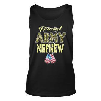 Proud Army Nephew Us Flag Dog Tags Pride Military Family Unisex Tank Top - Seseable