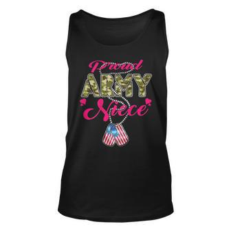 Proud Army Niece Us Flag Camo Dog Tags Pride Military Family Unisex Tank Top - Seseable
