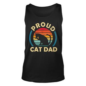 Proud Best Cat Dad Funny Cat Father Vintage Sunset Unisex Tank Top - Seseable