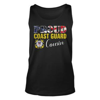 Proud Coast Guard Cousin With American Flag Gift Veteran Day Unisex Tank Top - Seseable