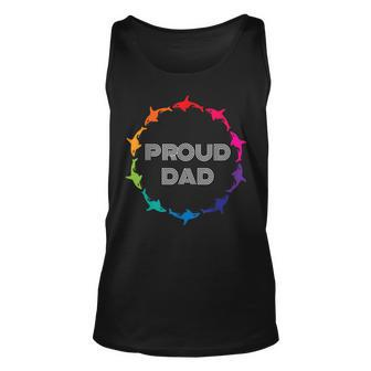 Proud Dad Lgbtq Gay Pride Awareness - White Black Unisex Tank Top | Mazezy
