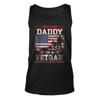 Proud Daddy Of A Veteran Vintage Flag Military Veterans Day Unisex Tank Top - Seseable