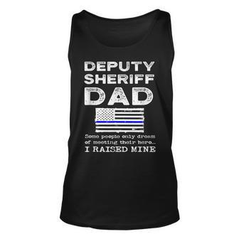 Proud Deputy Sheriff Dad Father Thin Blue Line American Flag Unisex Tank Top - Seseable