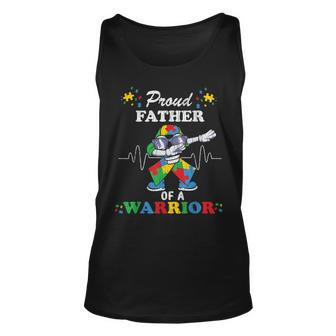 Proud Father Of A Warrior Autistic Kids Autism Awareness Dad Unisex Tank Top - Seseable