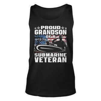 Proud Grandson Of Submarine Veteran Military Vet Family Gift Unisex Tank Top - Seseable