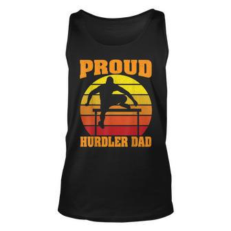 Proud Hurdler Dad Vintage Retro Sunset Track And Field Son Unisex Tank Top - Seseable