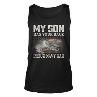Proud Navy Dad My Son Has Your Back T Father Tank Top | Mazezy