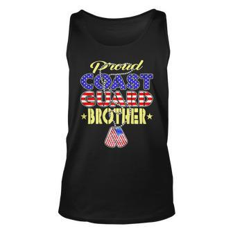 Proud Us Coast Guard Brother Dog Tags Military Sibling Gift Unisex Tank Top - Seseable