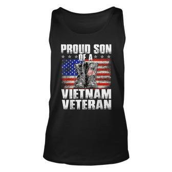 Proud Vietnam Veteran Son - Vintages American Flag Unisex Tank Top - Seseable