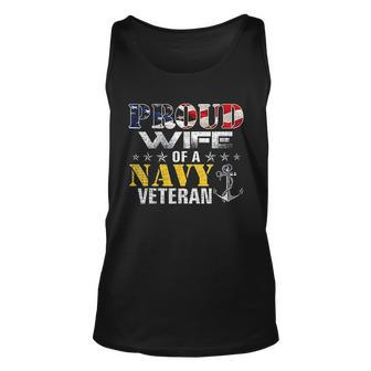 Proud Wife Of A Navy Veteran American Flag Military Gift Men Women Tank Top Graphic Print Unisex - Thegiftio UK