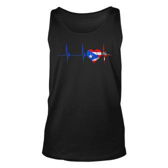 Puerto Rico Heart Puertorro Heartbeat Ekg Pulse Puerto Rican Unisex Tank Top - Seseable