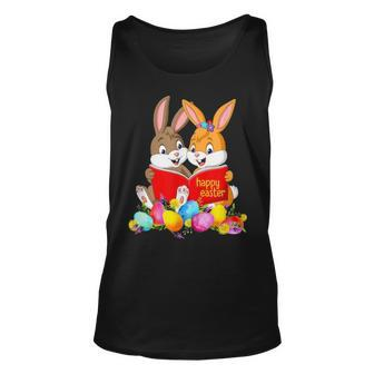 Rabbit Easter Day For Reading Book Lover Unisex Tank Top - Seseable