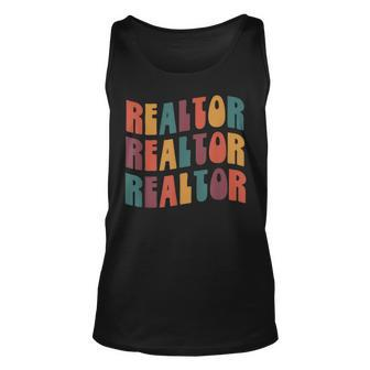 Realtor Groovy Retro Colorful Design Real Estate Agent Unisex Tank Top | Mazezy