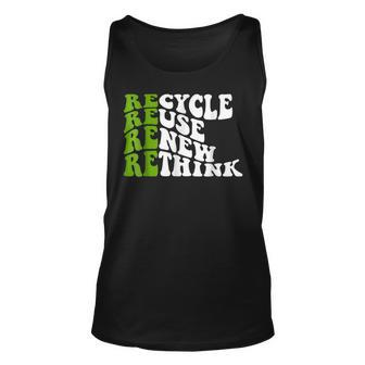 Recycle Reuse Renew Rethink Environment Lovers Groovy Unisex Tank Top | Mazezy