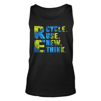 Recycle Reuse Renew Rethink For Earths Day 2023 World Map Unisex Tank Top | Mazezy