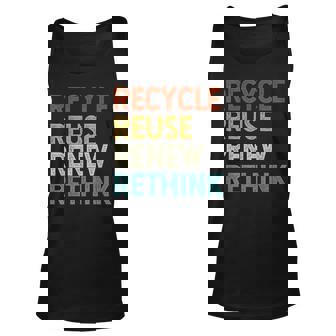 Recycle Reuse Renew Rethink Retro Vintage Earth Day 2023 Unisex Tank Top | Mazezy