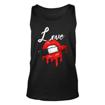 Red Lipstick Lips Love Valentines Day Make Up Valentines Unisex Tank Top - Seseable