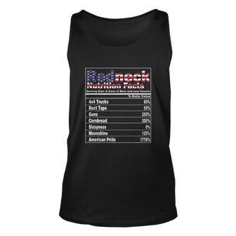 Redneck Nutrition Facts 4Th Of July Country Funny V2 Men Women Tank Top Graphic Print Unisex - Thegiftio UK