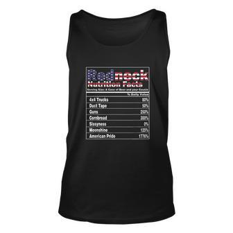Redneck Nutrition Facts 4Th Of July Country Funny V3 Men Women Tank Top Graphic Print Unisex - Thegiftio UK