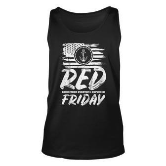 Remember Deployed Red Friday Navy Anchor Unisex Tank Top | Mazezy