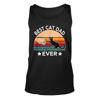 Retro Best Cat Dad Ever Fist Bump Vintage Sunset Unisex Tank Top | Mazezy