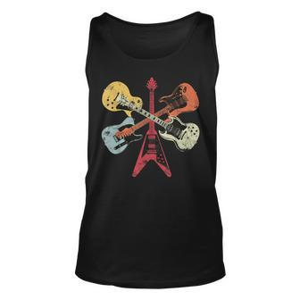 Retro Distressed Guitar Collection Rock Music Fan Guitarist Tank Top | Mazezy