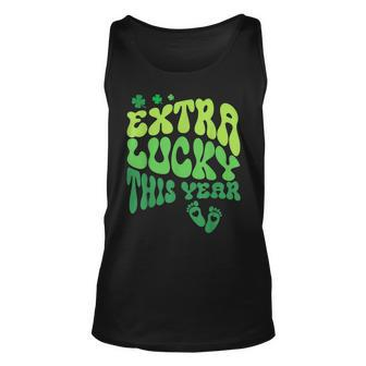 Retro Extra Lucky This Year Funny St Patrick Pregnancy Unisex Tank Top - Seseable