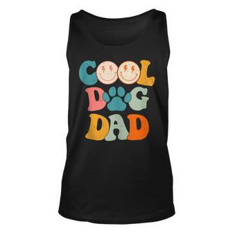 Retro Groovy Cool Dog Dad With Hippie Face Fathers Day Unisex Tank Top - Thegiftio UK